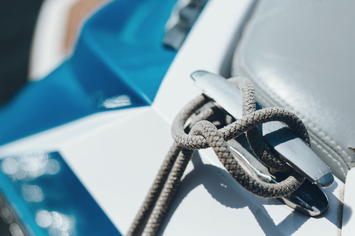 A mooring line made fast on a cleat
