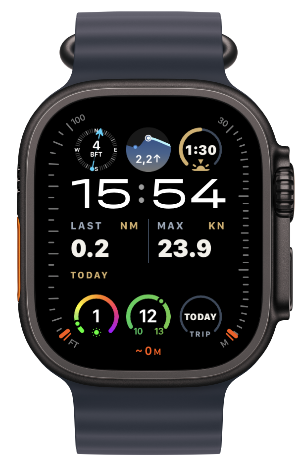 The Helmsman: the Modular Ultra face with Steady As complications, on Apple Watch Ultra