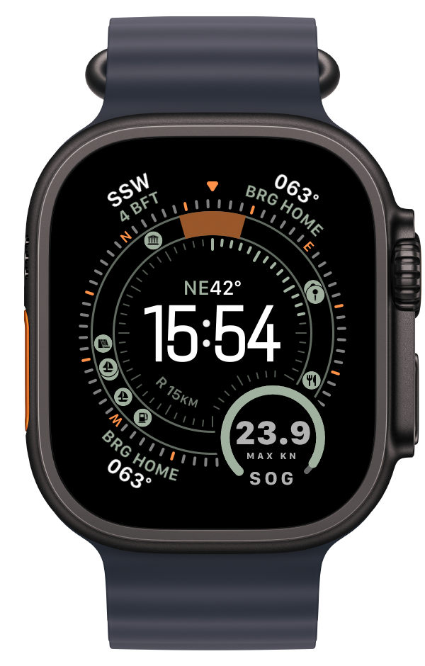 The Navigator: the Waypoint face with Steady As complications, on Apple Watch Ultra